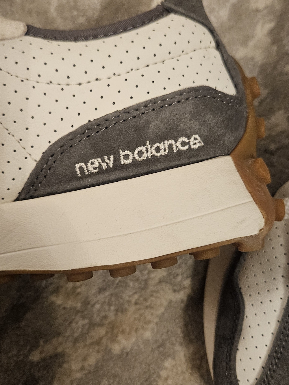 New Balance Castlerock Swa Salt White, Gray Perforated Leather Sneakers - Picture 4 of 11